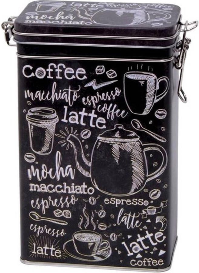 Merkloos Sans marque 1x Zwart rechthoekige koffieblikken bewaarblikken 19 cm Koffie voorraadblikken Koffiepads koffiecups voorraadbussen
