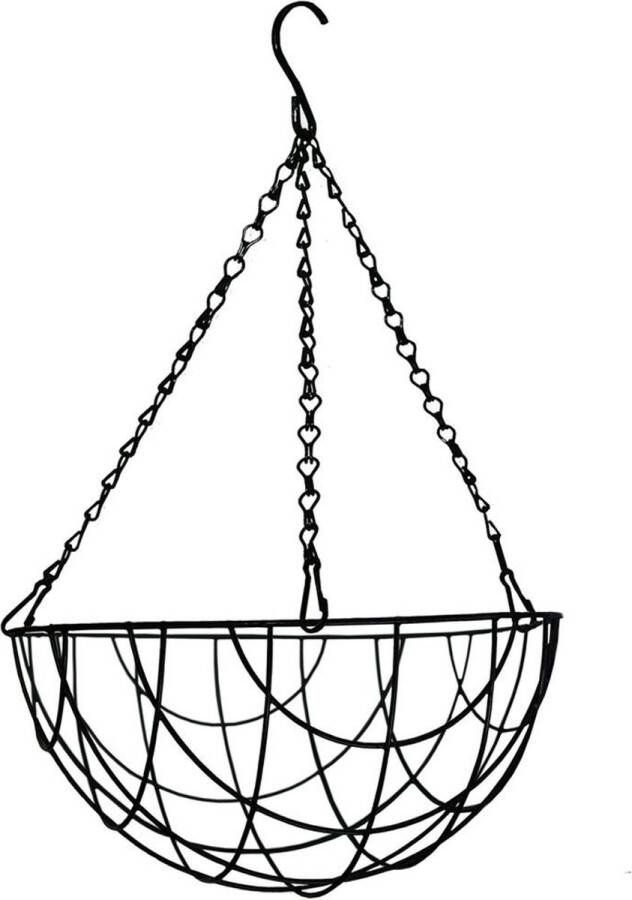 Merkloos Sans marque 1x Zwarte bloempot hangmanden 35 cm Hangmanden voor planten bloem Tuin muur balkon decoraties