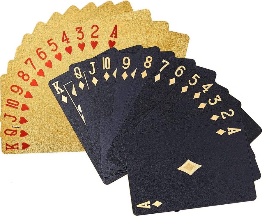 2 decks speelkaart waterdichte pokerkaarten plastic PVC-pokerkaart nieuwigheid pokerspelhulpmiddelen voor familiespelfeest Spelkaarten Pokerkaarten (zwart en goud)