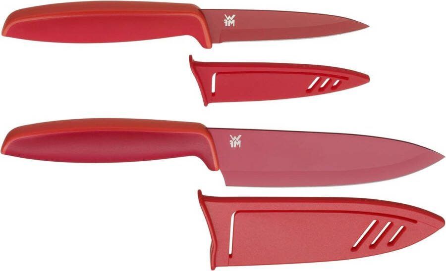 2-Delig Koksmes Ergonomische Antislip Handgrepen Duurzame Geharde Lemmeten Rood