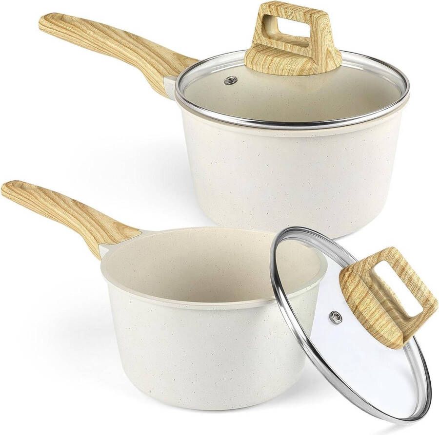 2-delig-pannenset 16-18 cm kookpan kleine-pan met granieten-antiaanbaklaag voor inductie
