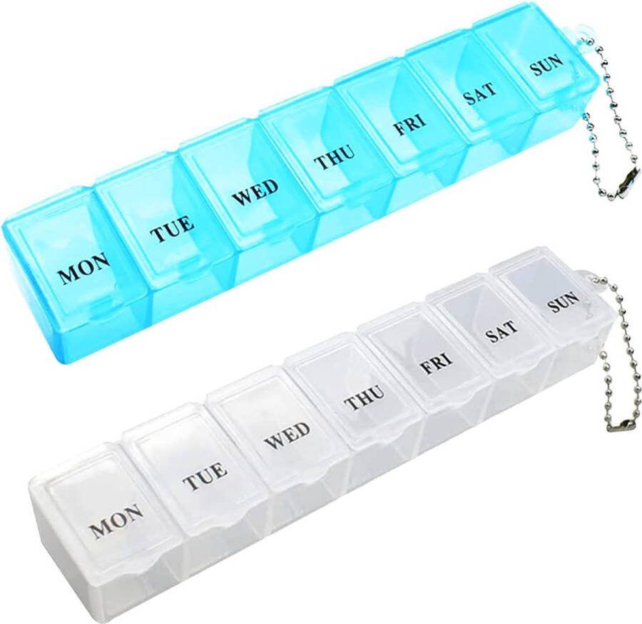 2-delige draagbare pillendoos 7 dagen tablet-organizer voor medicatie supplementen en vitamines