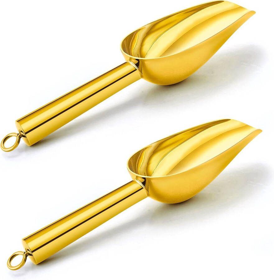 2-delige IJsschep set Roestvrijstalen voederschep Meelschep afweegschep Keuken bar bruiloft buffet feest Gezond hoogglans gepolijst Vaatwasmachinebestendig 180 ml goud