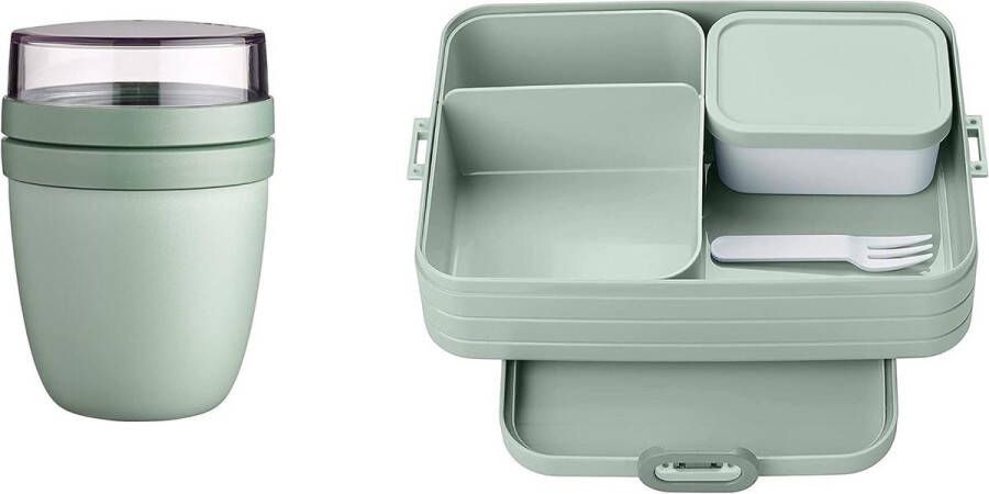 2-delige Lunch to Go-set Take A break Large mueslibeker broodtrommel Nordic Sage maximaal 8 boterhammen