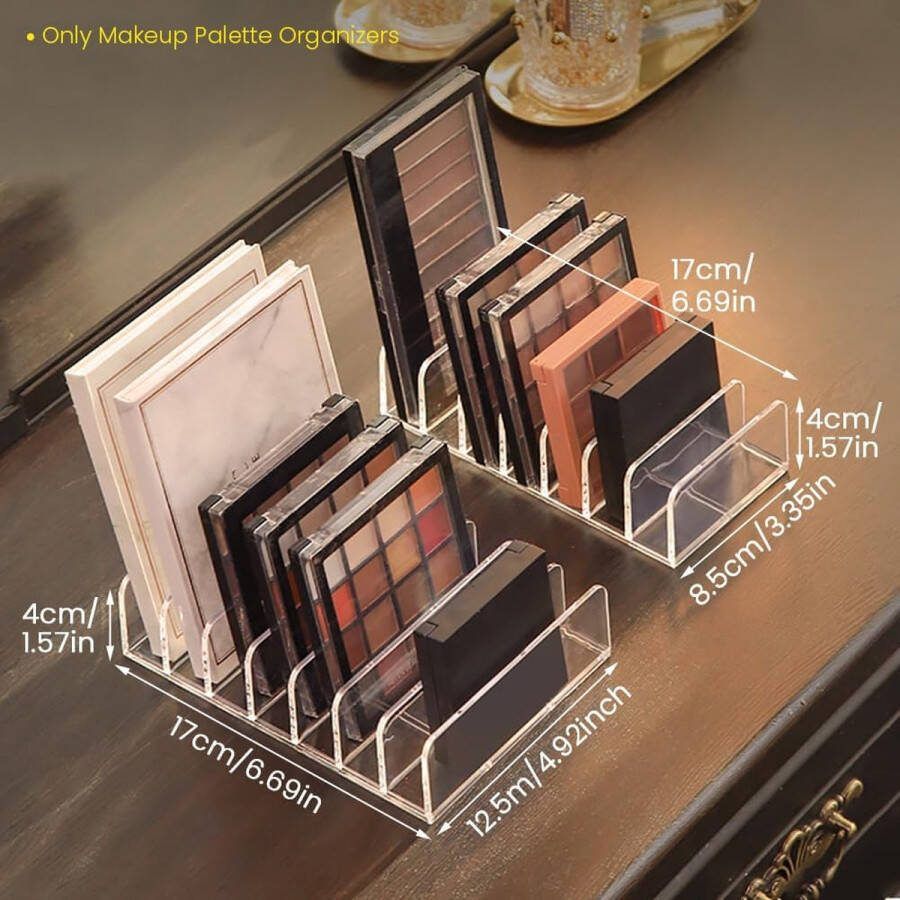 2-delige make-up paletorganizer Cosmetische organisator met 7 compartimenten Acryl make-uporganizer Oogschaduw Blush Organizer (2 maten)