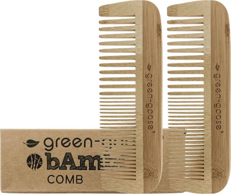 2-delige premium set bamboe haarkammen van bamboehout duurzame houten kam van massief hout kapperskammen voor elk haartype (2-delige kammen)