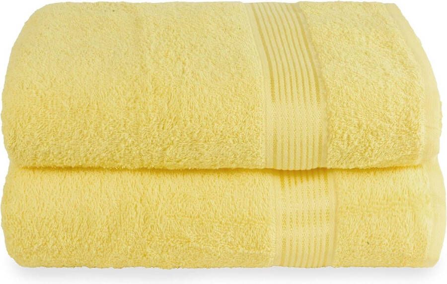 2-delige set extra grote katoenen badhanddoeken 70 x 140 cm ultra absorberend compact sneldrogende en lichte handdoek geel