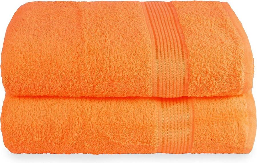 2-delige set extra grote katoenen badhanddoeken 70 x 140 cm ultra absorberend compacte en lichte handdoek oranje