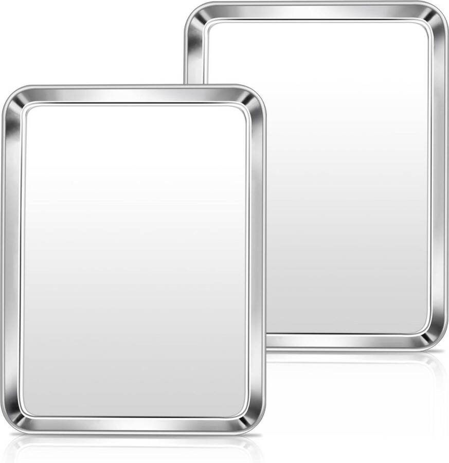 2-delige set roestvrij staal bakplaat taartplaat voor oven rechthoekige vetpan bakken en braden 316 x 246 x 25 cm niet giftig gezond sheet pan extender