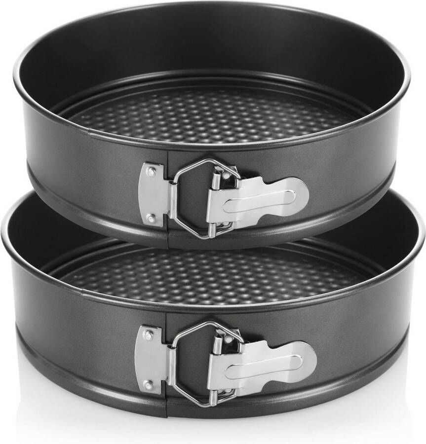 2-delige springvormset voor bakken met platte bodem anti-aanbaklaag ovens tot 220 °C diameter 24 cm en 25 cm Springvorm