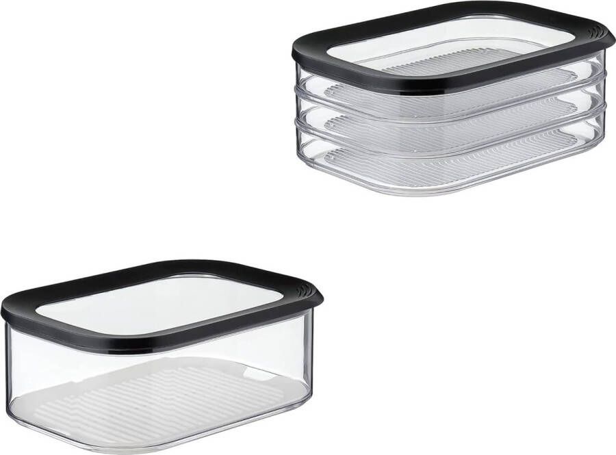 2-delige vershouddozen starterset Meat and Cheese Modula voorraaddoos ideaal voor het bewaren van levensmiddelen vaatwasmachinebestendig Nordic Black