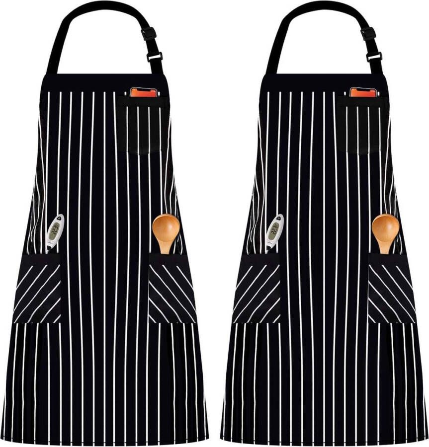 2-delige verstelbare schort met 2 zakken kookschort voor in de keuken restaurant of café