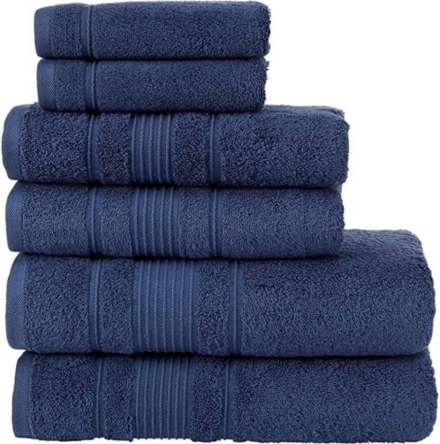 2 grote badhanddoeken 2 grote handdoeken 2 washandjes superzacht Egyptisch katoen 6-delige premium handdoekenset voor hotel & spa badkamer keuken douche marineblauw