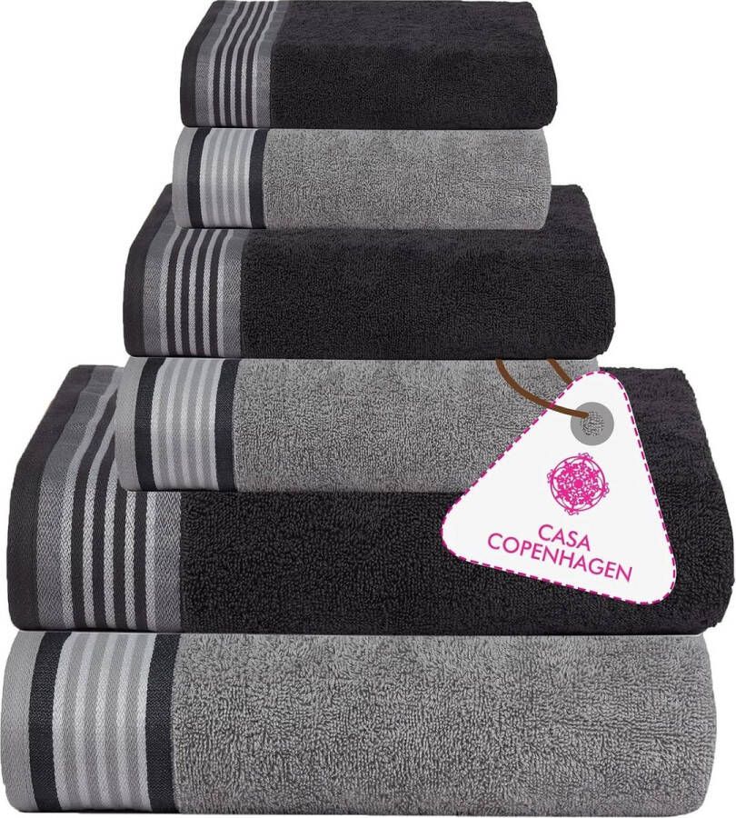 2 grote handdoeken 2 washandjes Superzacht Egyptisch katoen 6-delige handdoekenset voor badkamer keuken en douche MIRAGE GRIJS + GRANIET GRIJS