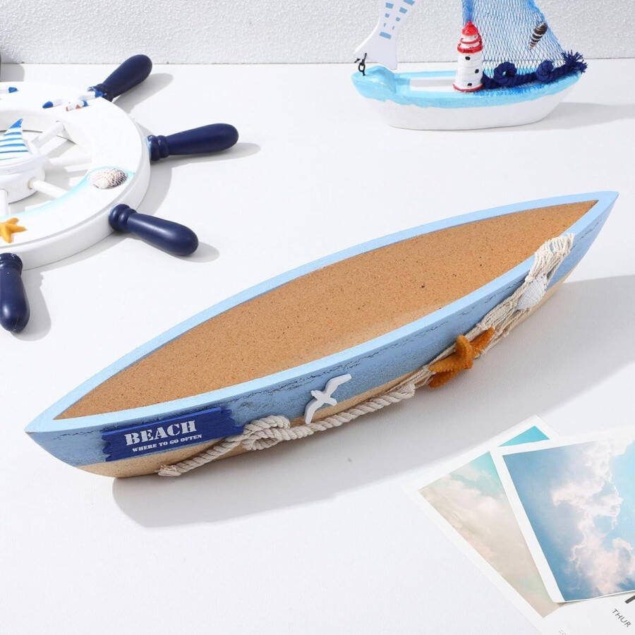 2 Houten Zeilboot Ornamenten en Boot Trays voor Decoratie Strand Thema Dienblad en Scheepsmodellen voor Badkamer Decor Nautische Stijl boot tray