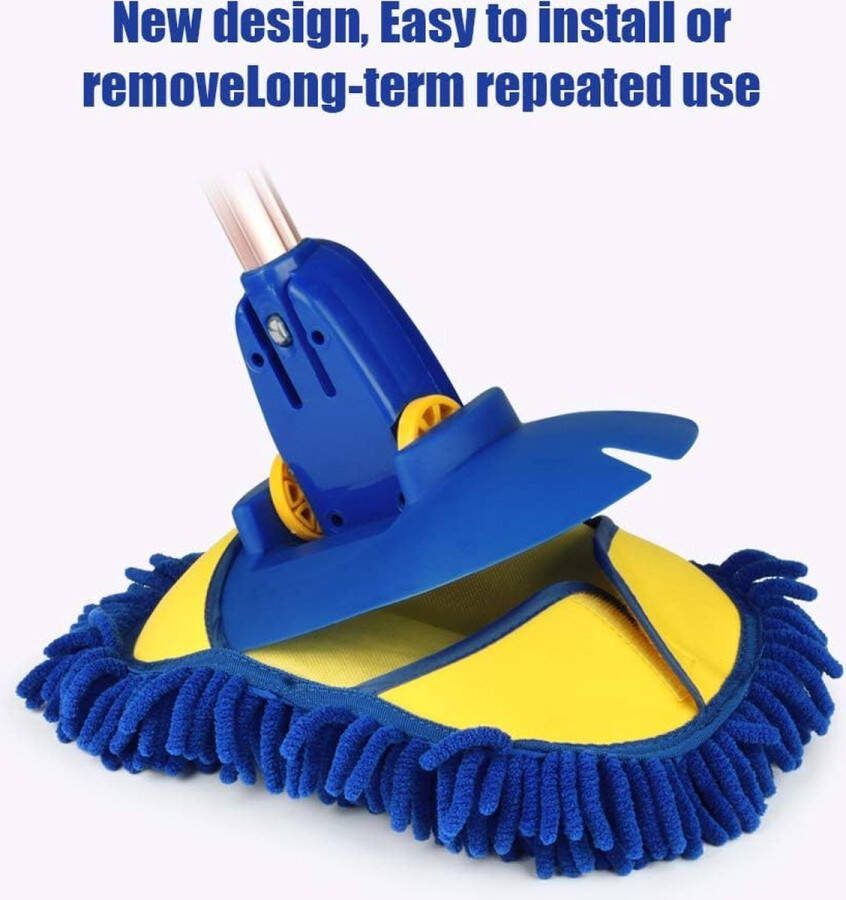 2 in 1 Chenille Microfiber Car Wash Mop Mitt Borstel voor Auto Wassen met 45 Lange Handvat Microfiber Washandschoen Auto Wash Borstel Scratch Wassen Supplies 180 Graden Rotatie voor het Reinigen van RV Auto's en Bus
