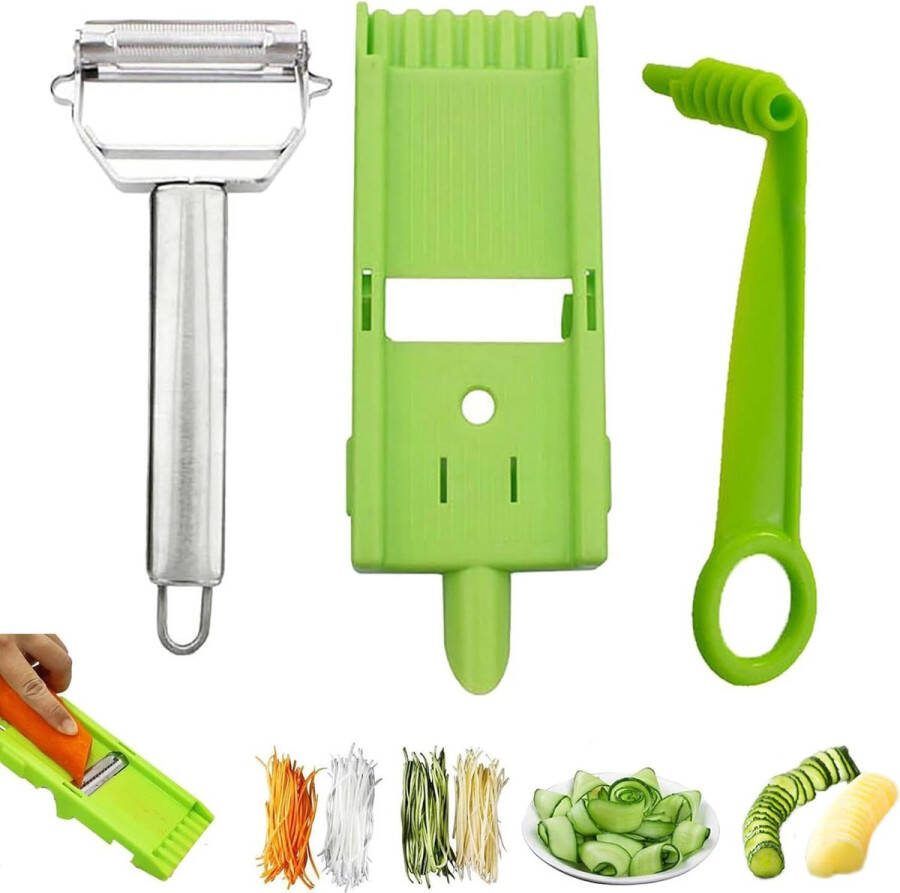 2-in-1 hakselaar en snijmachine hakmolen en snijder multifunctionele aardappelschiller groenteschiller met spiraalmes fruit- en groenteschiller universele dunschiller voor keuken (B)