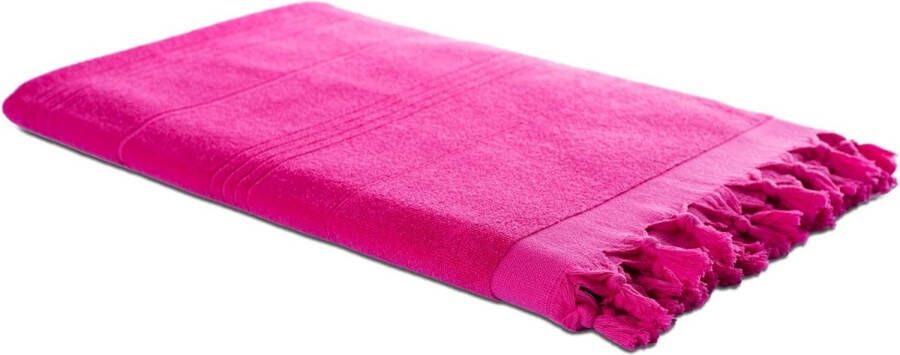 2-in-1 hamamdoek 90 x 190 cm roze dubbelzijdig hamamhanddoek 100% katoen: glad en badstof pestemal fouta absorberend en hygiënisch hamam strandhanddoek saunahanddoek compact