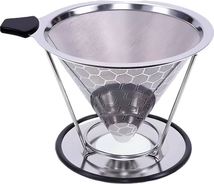 2-in-1 Herbruikbare Koffiefilter RVS Nieuw model Milieuvriendelijke Koffiefilter Houder 1x4 Koffiefilter permanent Koffie Dripper Roestvrij Staal Camping Barista Espresso
