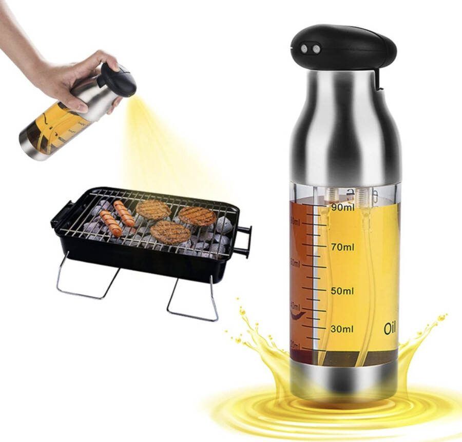 2 in 1 Olie Sprayer Dispenser met Schaal verstelbare sproeier Olijfolie Spray Fles Transparante Azijnspuit voor heteluchtfriteuse Keuken Gadgets voor Koken BBQ Grillen Salades Bakken #2