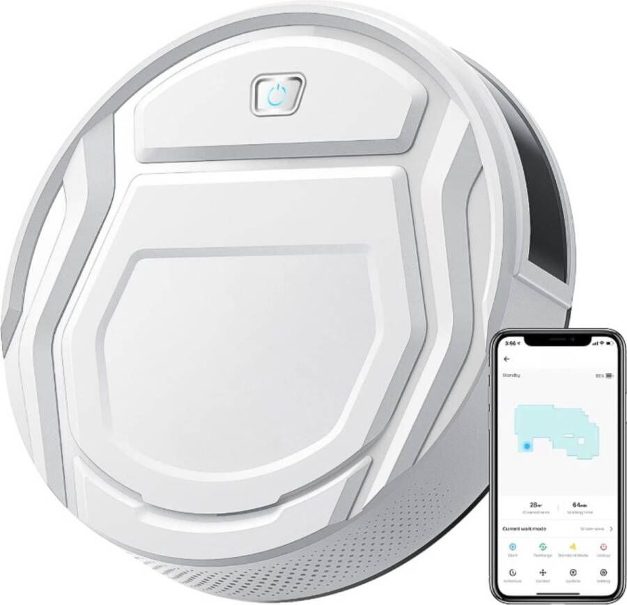 2-in-1 Robotstofzuiger met Laadstation Met Dweilfunctie (Excl. Dweilaccessoires) 3.0 Technologie 120min. Robotstofzuigers Dweilrobot Huisdieren Stofzuiger Spraakbesturing & App Wit