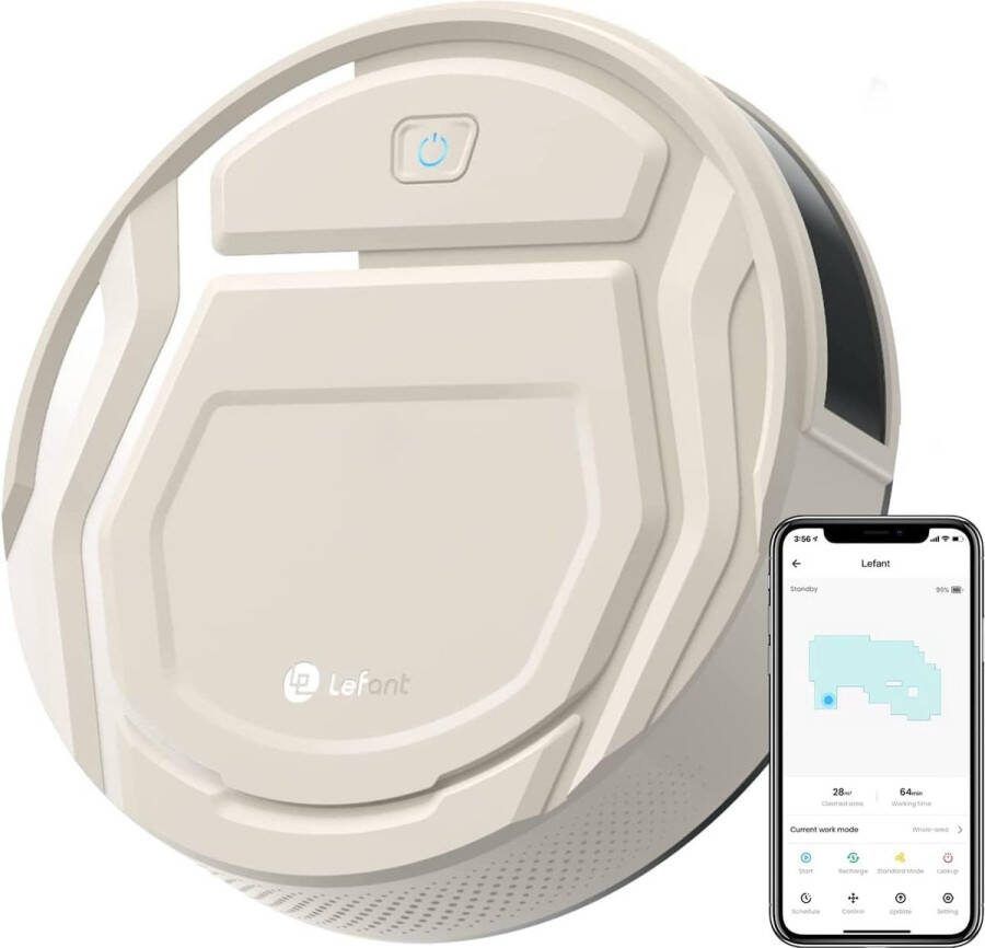 2-in-1 Robotstofzuiger met Laadstation Met Dweilfunctie (Excl. Dweilaccessoires) 3.0 Technologie 120 min. Robotstofzuigers Dweilrobot Huisdieren Stofzuiger Spraakbesturing & App Beige