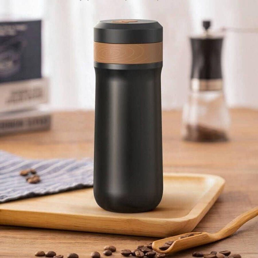 2-in-1 roestvrijstalen thermosbeker met French Press-systeem draagbaar French Press-koffiezetapparaat draagbaar voor op reis thee koffiepers lekvrij roestvrij staal