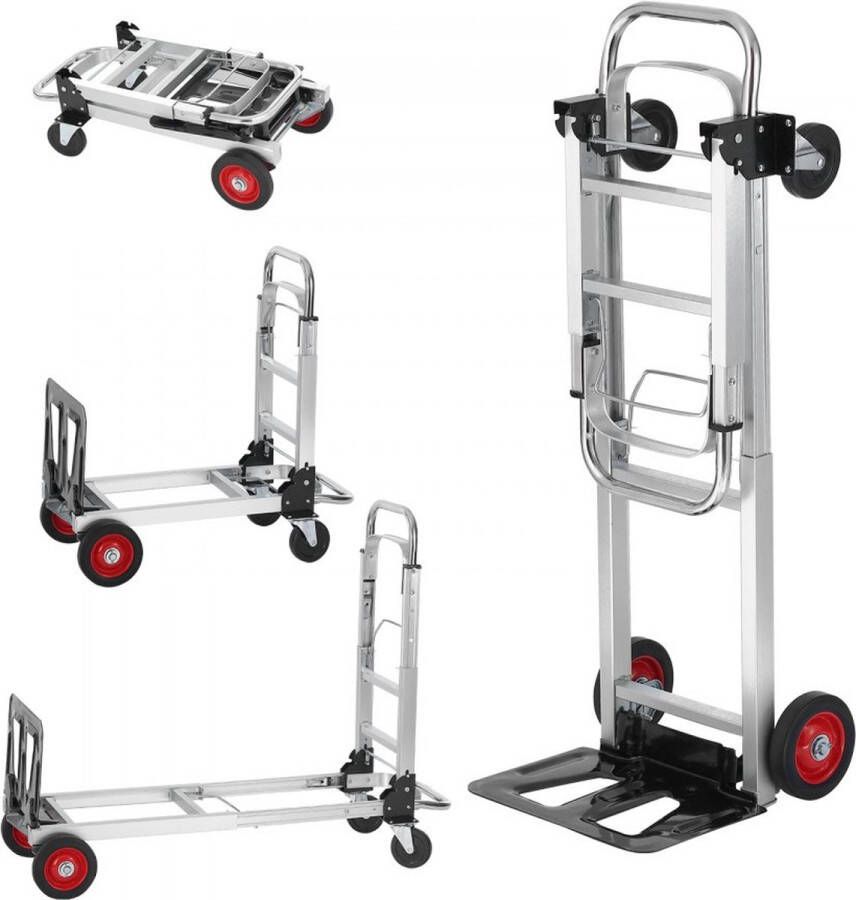 2-in-1 steekwagen opvouwbaar 113 181 kg laadvermogen transportwagen aluminiumlegering en koolstofstaal steekwagen ⇋ platformwagen voor laad- en transporttaken binnen en buiten