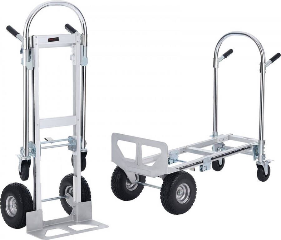 2-in-1 steekwagen opvouwbaar 318 454 kg laadvermogen transportwagen aluminiumlegering en koolstofstaal steekwagen ⇋ platformwagen voor laad- en transporttaken binnen en buiten