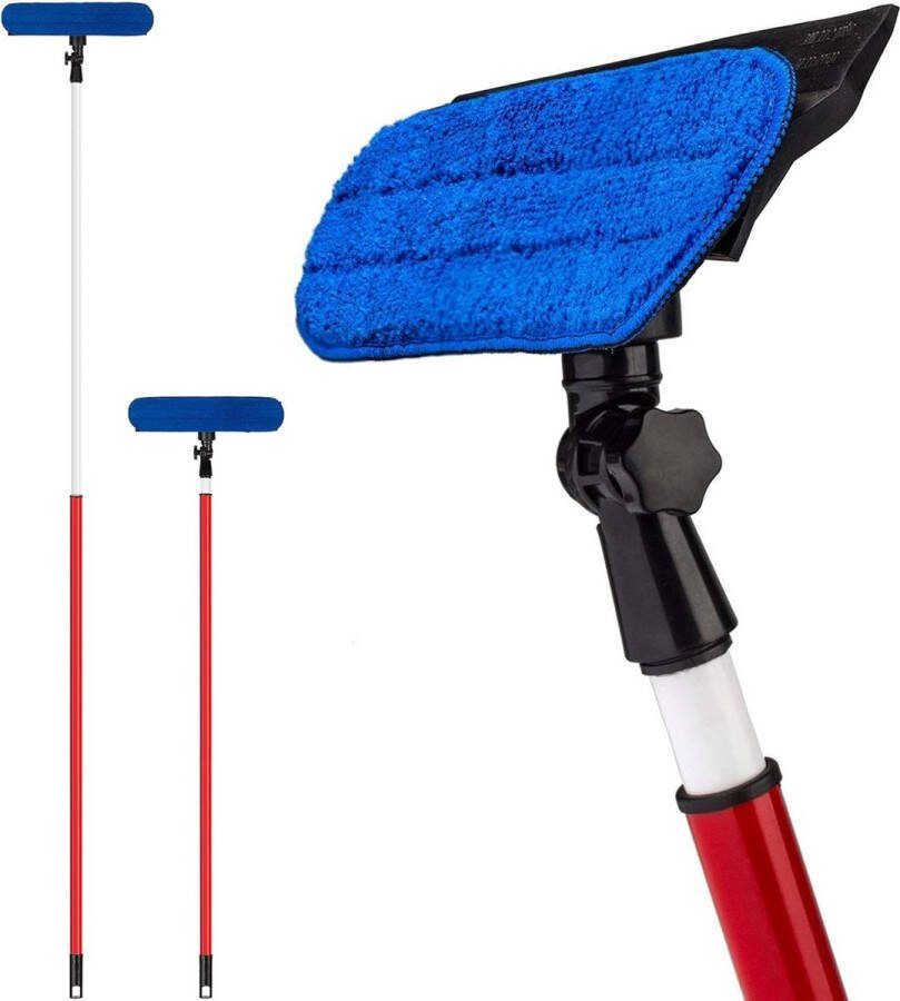2-in-1 telescopische raamwisser raamreiniger met microvezelopzetstuk 2 m lengte perfect voor moeilijk bereikbare ramen