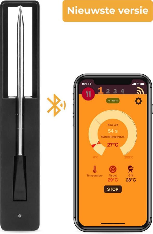 2-in-1 Vleesthermometer Draadloos Keukenthermometer BBQ Oven Bluetooth Oplaadbaar App Barbecue Thermometer RVS Dual probe Aanbieding