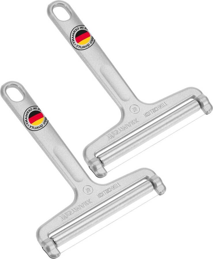 2 kaasschaven met rol- en snijdraad variabele snijdikte roestvrijstaal aluminium zilver Cheese Slicer