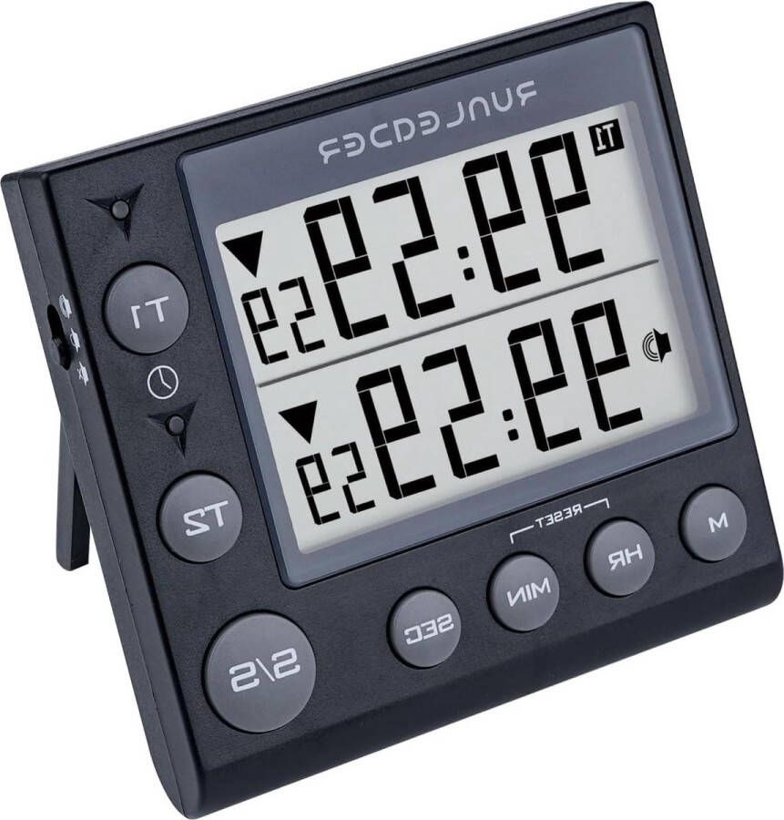 2-kanaals Timer Kookwekker met Klok en Magnetisch Countdown Digitale Wekker Bureauklok Elektrische Stopwatch Timer voor Koken zwart kookwekker digitaal