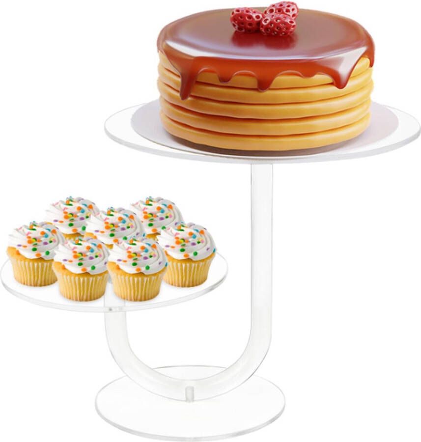 2-laags acryl taartstandaard cupcakehouder dessertboom bruiloft verjaardagstaartstandaard