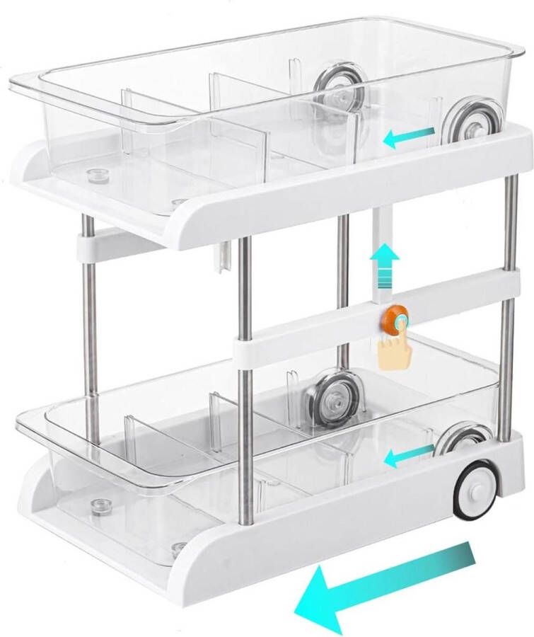 2-laags doorzichtige organizer met verstelbare hoogte voorraadkast organisatie multifunctionele uitschuifbare badkamer organizer for Sink