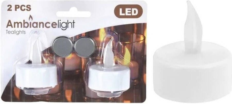 Theelicht met LED set 2 stuks
