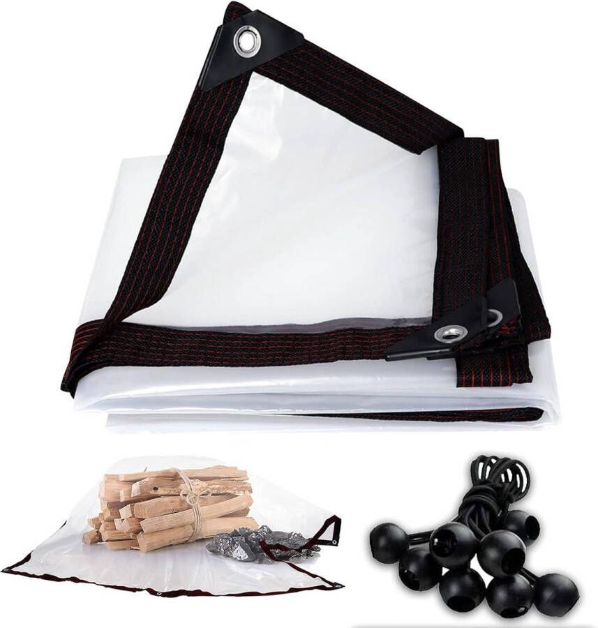 2 m x 2 m doorzichtig dekzeil waterdicht zwaar belastbaar transparant bladhoes met oogjes bungees kogelkoord plantendekzeil hoes voor kamperen transparent tarp