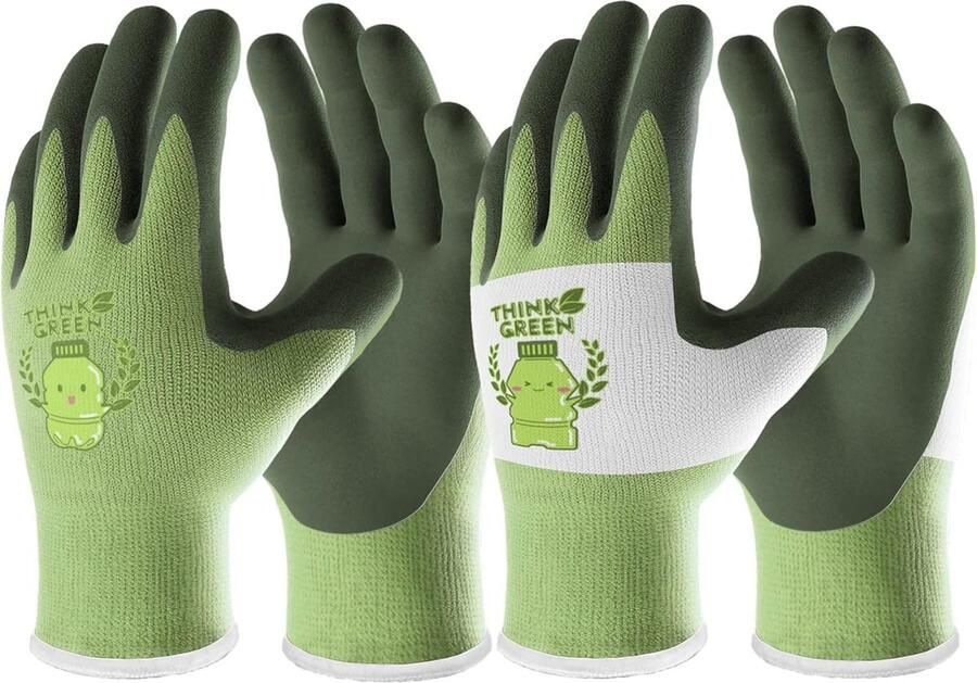 2 paar tuinhandschoenen voor kinderen van 2-4 jaar kinderwerkhandschoenen van gerecycled polyester met rubberen coating (2 paar XXS)
