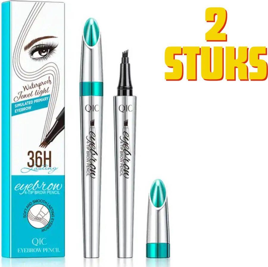 2 Pack! 3D Waterproof Natuurlijk Zwart Black Wenkbrauw 2 stuks Potlood Wenkbrauw Microblading Pen Wenkbrauwpotlood 4 tips wenkbrauwpotlood Eye