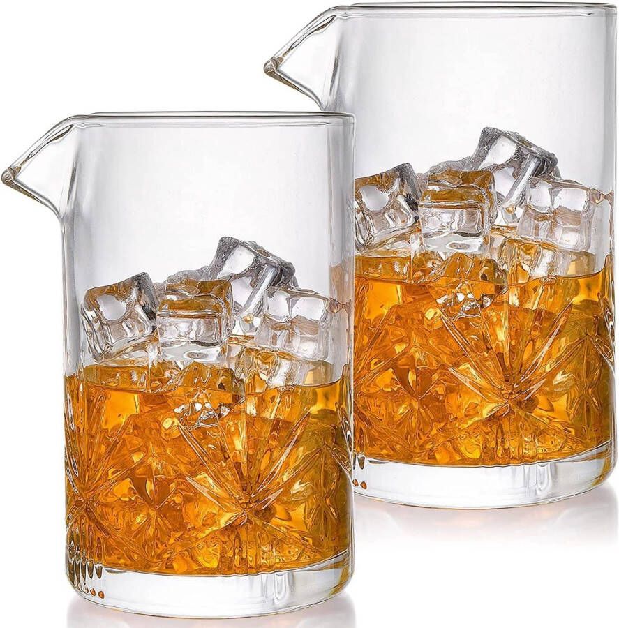 2 Pack 650ml Kristallen Cocktail Mixing Glass Professioneel Naadloos Dik Mixing Glass Cocktail Mixing Kan voor Bartender Bar