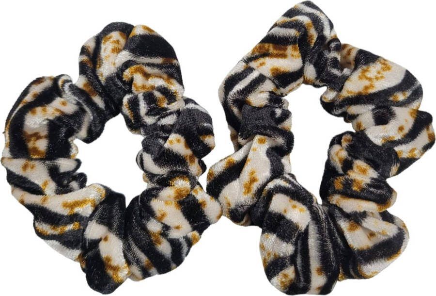 2-PACK hoge kwaliteit animal print scrunchie velvet haarelastiek