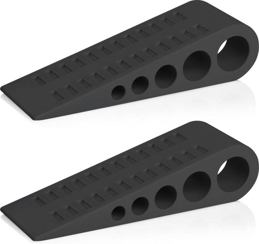 2-pack rubberen wigdeurstoppers deurklauwstoppers muurbeschermer voor vloer en onderkant van deur met zelfklevende witte houder 124*40*30mm (zwart) Deurstopper Deurstoppers voor Binnen & Buiten Deurstop Deurvastzetter Deurklem Rubber