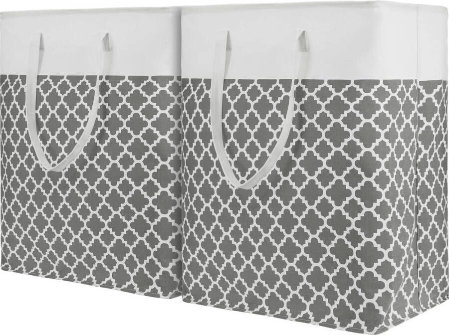 2-pack wasmand 120 l grote wasmand met lange versterkte handgrepen vrijstaande waterdichte opbergmand opvouwbare wasmand voor slaapkamer badkamer slaapzaal (grijs)