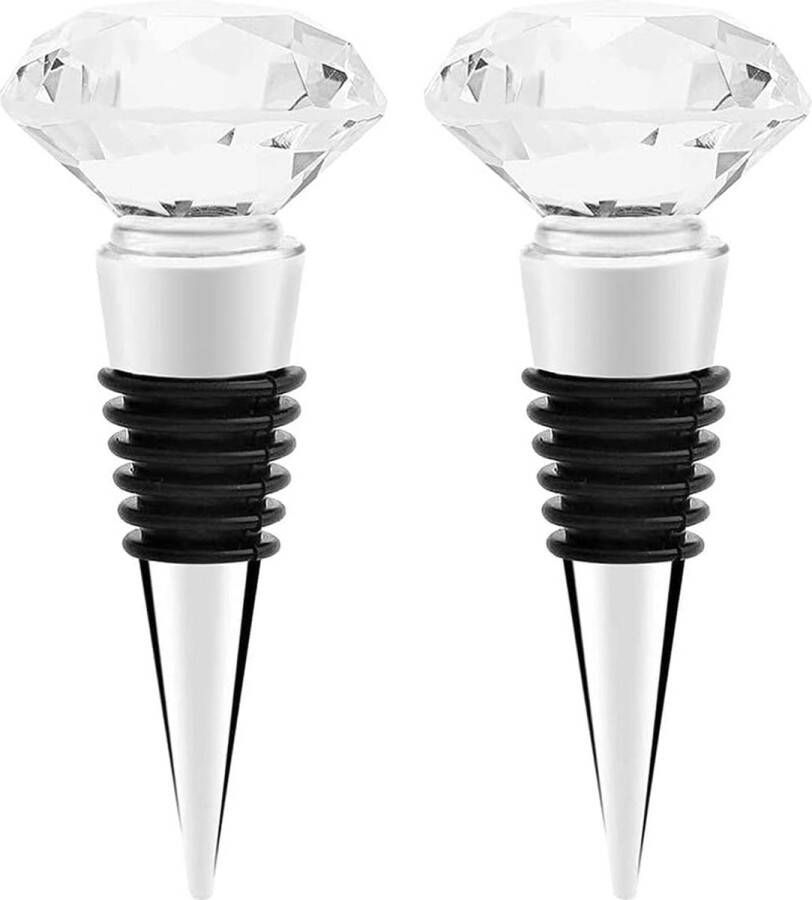 2-packs decoratieve kristallen wijnflessenstop herbruikbare wijnstopper diamantwijnbesparing met geschenkdoos voor bruiloft bar kerstfeest