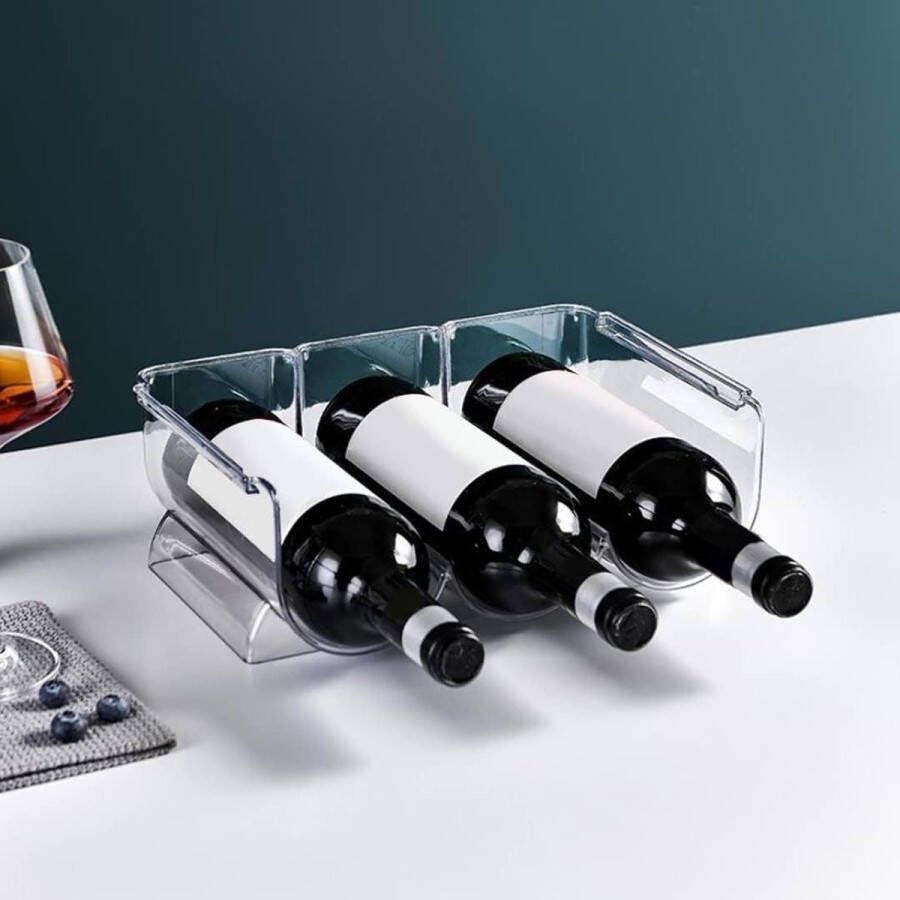 2 Packs Waterfles Organizer Plastic Stapelbare Wijnrekken Aanrecht Kast Organisatie Rack Wijn Fleshouder Draagbaar Efficiënte Opslag Keukenkasten Aanrecht water bottle organizer