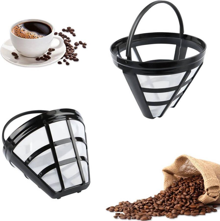 2 permanente koffiefilters herbruikbare kunststof permanente koffiefilter met handvat wasbaar koffiefilter gaasmand voor de meeste koffiemachines