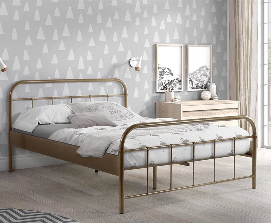 2-Persoonsbed Ivy Bruin Metaal Hoogte 94 cm