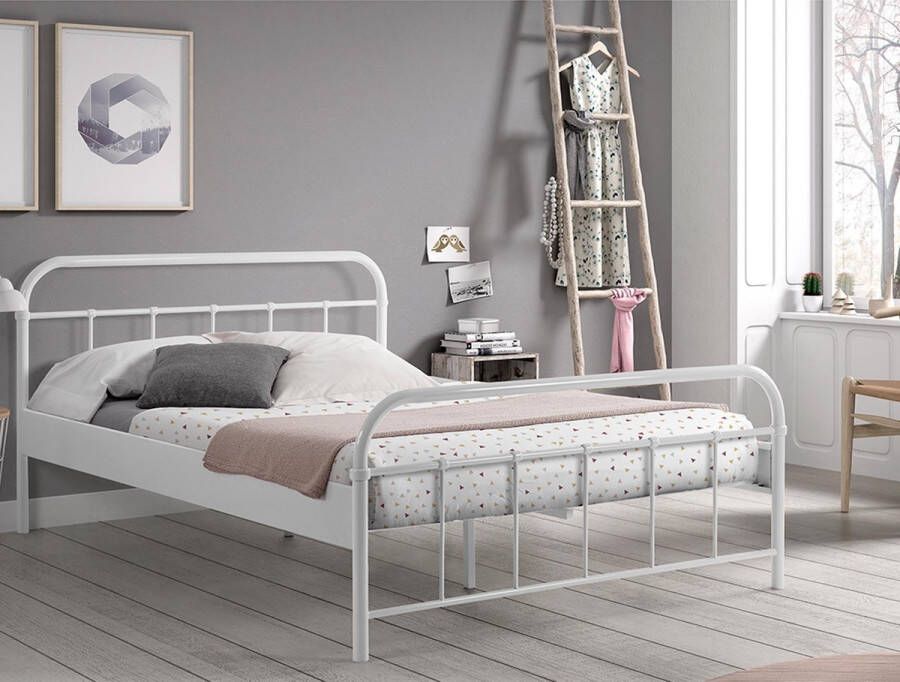 2-Persoonsbed Ivy Wit Metaal Hoogte 94 cm