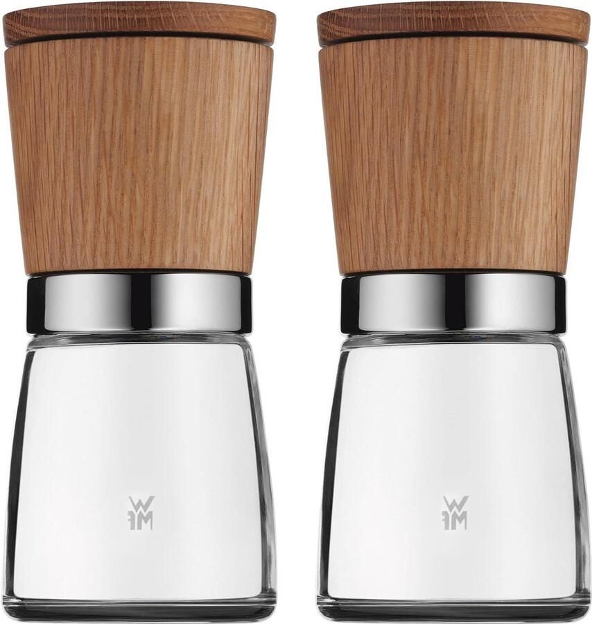 2-Piece Spice Grinder Set Fine to Coarse Grinding Aroma Protection Transparent Spice Container Dishwasher Safe
