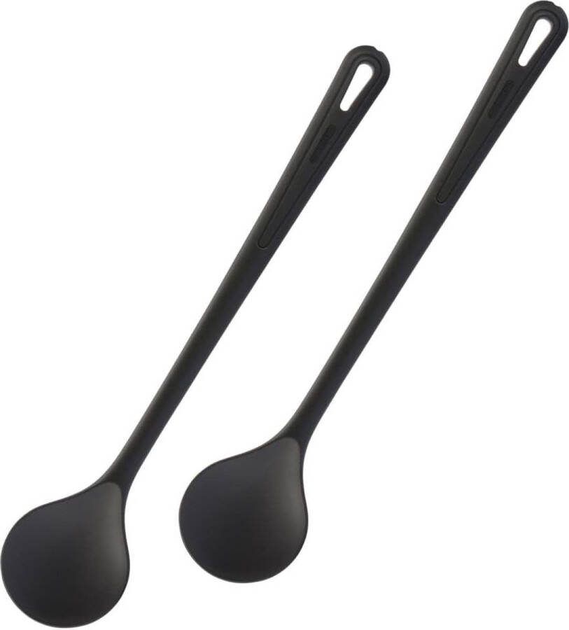 2 roer- kooklepels hittebestendig tot 270 °C lengte: 30 2 cm Gentle Plus zwart 288422E5